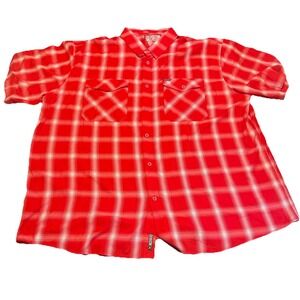 DIXXON THIRD STREET SHORT SLEEVE BUTTON DOWN‎ T-SHIRT RED PLAID Mens Size 5XL